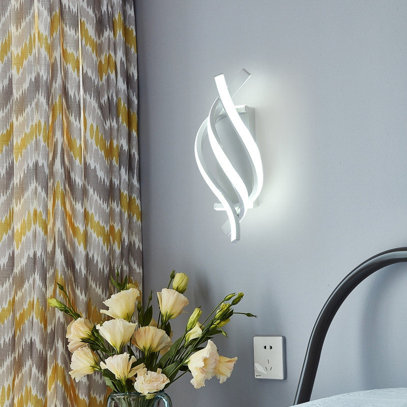Shulin 3-Light Spiral-shaped Flush Mount Wall Sconce, White, 6500K