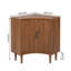 Armoire d'angle cannelée avec portes coulissantes et tablettes réglables, petite armoire de coin, armoire de rangement étroite autoportante-1442716600