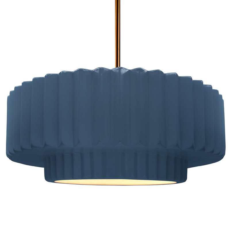 Luminaire suspendu 1 lumière Meydan, H 6 po x l 16,25 po x P 16,25 po, Ciel de minuit / blanc mat / noir mat, Laiton brossé