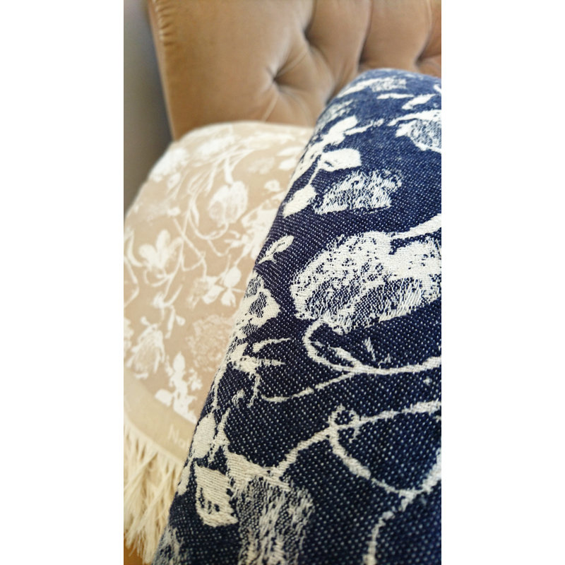 Micheal Throw Blanket, Dark Blue/Natural