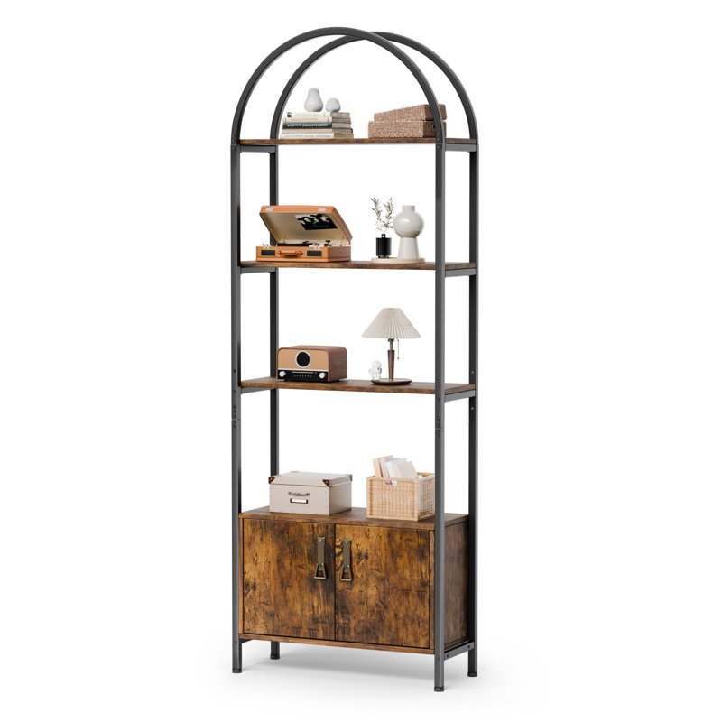 Vitrine en bois pourri incurvé à double porte 3 niveaux