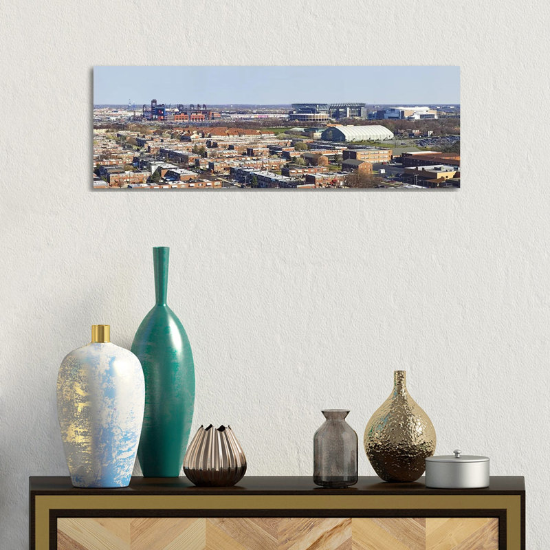 High Angle View Of A Baseball Stadium In A City, Eagles Stadium, Philadelphia, Pennsylvania, USA - Wrapped Canvas Panoramic Print
