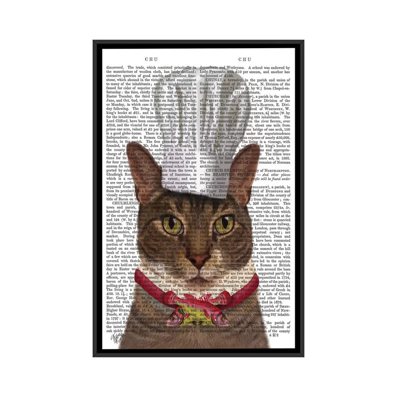 « chat chef i », impression sur toile, H 26 po x l 18 po x P 1,5 po, Toile avec cadre noir, Pas de tapis