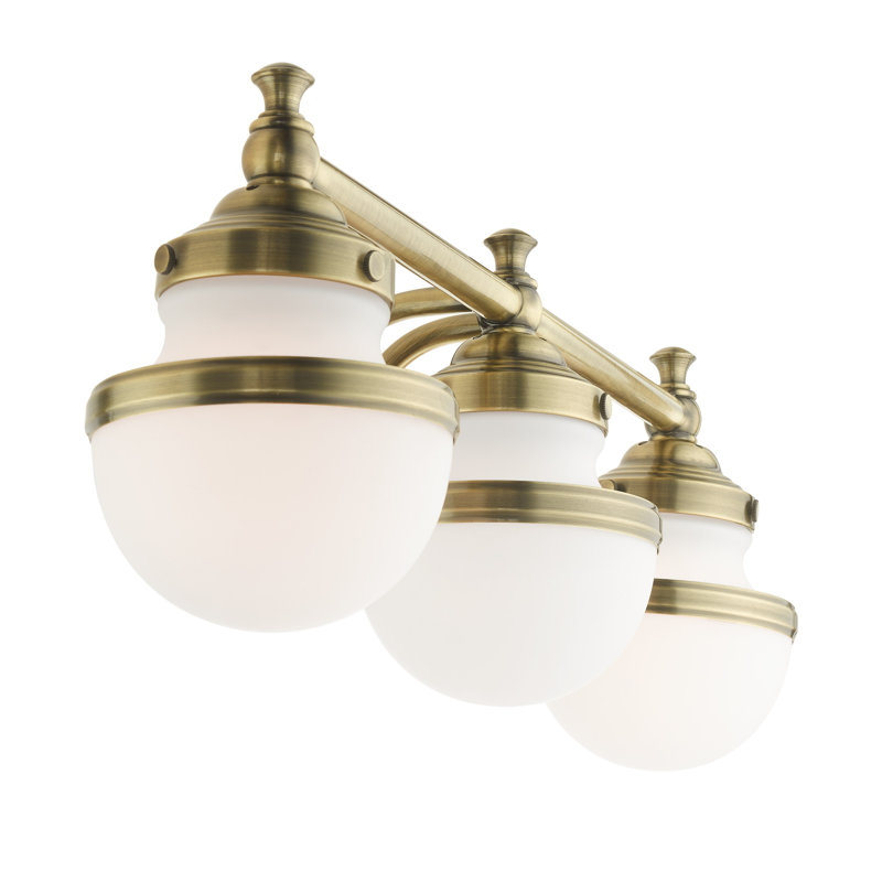 Aseret Dimmable Vanity Light, Antique Brass, 8.25" H x 24" W x 7.25" D, 3 Lights