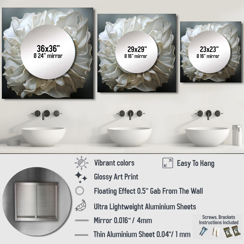 Misasi - Miroir carré décoratif pour chambre à coucher, 23 po x 23 po