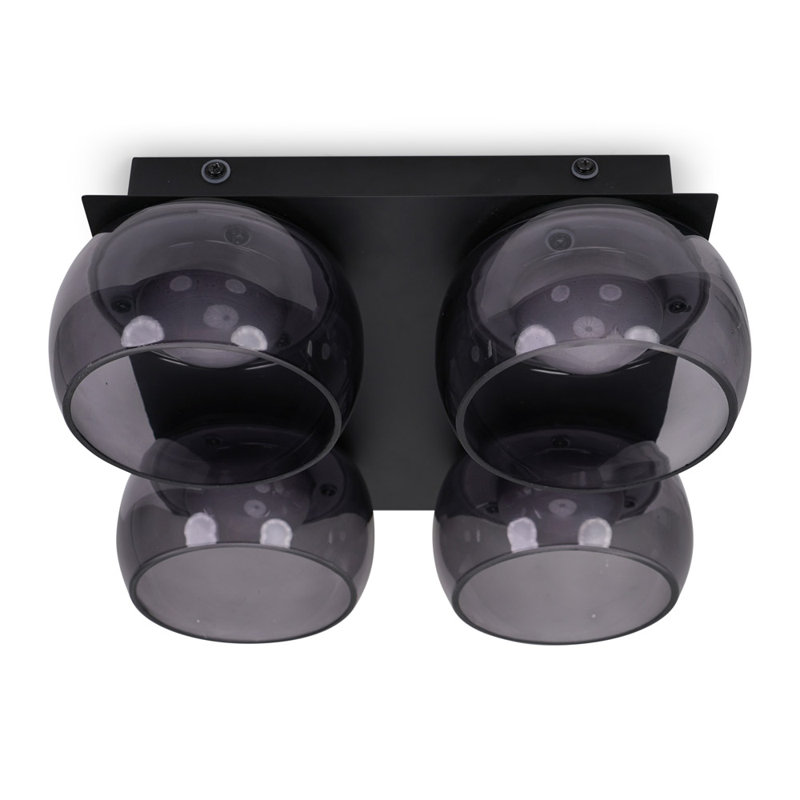 Adelyna Glass LED Flush Mount, Matte Black, Smoked