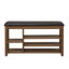 Banc à langer avec rangement à hauteur réglable en bois d'hévéa naturel, capacité 2 places, brun classique avec compartiments de rangement dissimulés