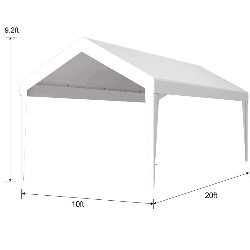 10X20ft Carport Canopy Tarp Replacement - Waterproof & Protected. Polypropylene. 72 Elastic Bands. Reinforced Edge. Easy To Install Store. White. For Outdoor Equipment Storage At Home . Pe Fabric.