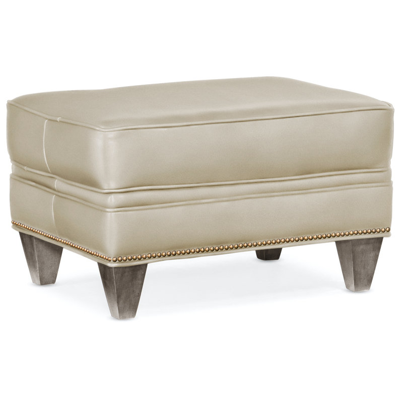 Reddish Ottoman, Stone, French Natural, Aline Fumo Genuine Leather