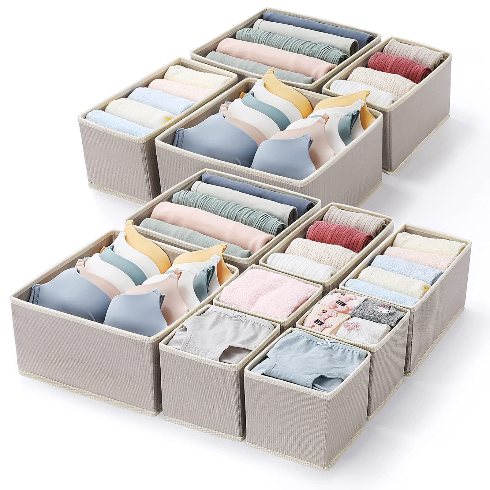 12 Pack Drawer Organizers, Drawer Dividers Storage Bins, Foldable Drawer  Organizers for Clothing, Cloth Clothes Drawer Organizer for Underwear,Folded  Clothes,Baby Clothing,Socks,Bra,Towels,Ties : : Home
