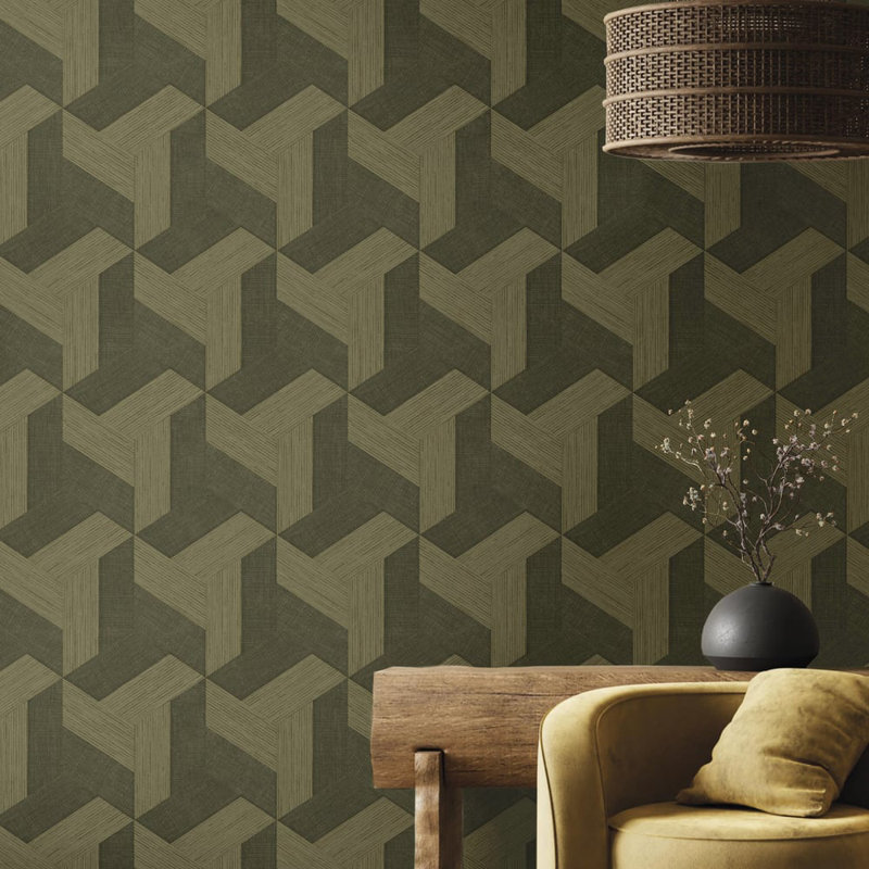 Synergy Geometric Design Wallpaper Roll, Gray