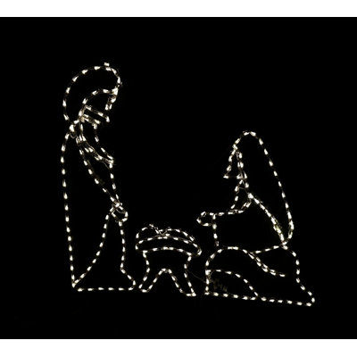 Crèche lumineuse blanc chaud moyen représentant Jésus, Marie et Joseph, pour les fêtes de Noël