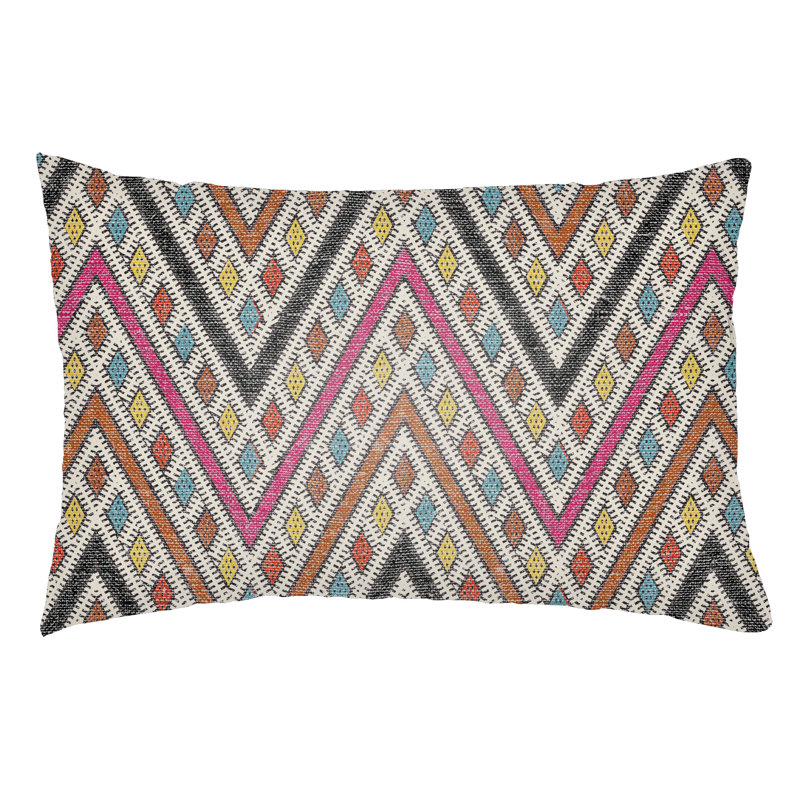 Lolita Leilani Indoor/Outdoor Lumbar Pillow, Hot Pink/Dark Orange