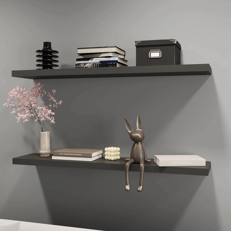 Wall Mounted Grey Living Room Shelf - Adds A Stylish Element To Area Modern Flair Spaces