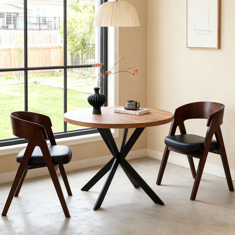 Contour 3 - Piece Dining Set, 3 Pieces: Table, 2 Chairs, Brown/Black