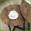 Ensemble de 2 tables basses rondes industrielles peu encombrantes avec cadre en métal brun rustique et multifonctionnel pour le salon
