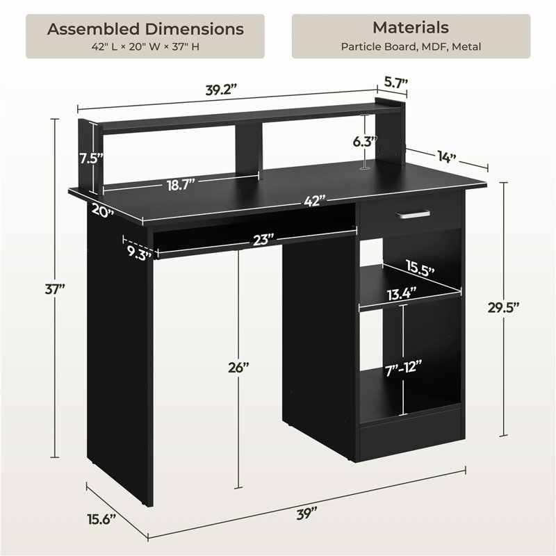 Derdine Computer Desk, Black