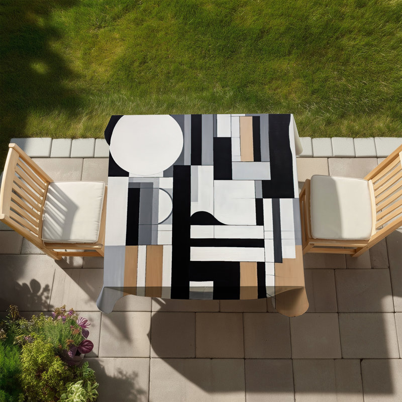 Minimalist Blue Shapes Tablecloth | Indoor Outdoor Home Decor