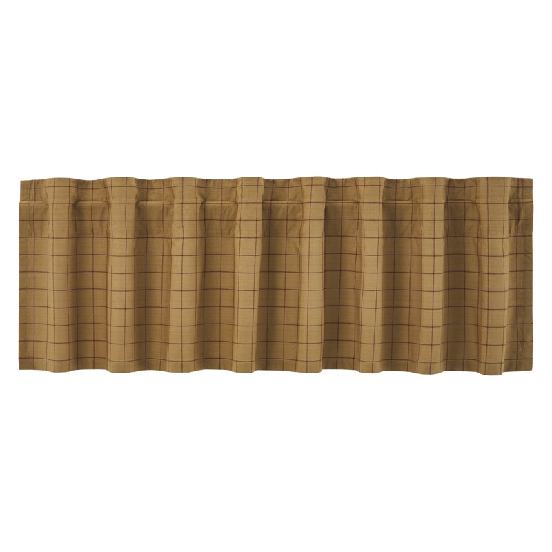 Connell Tan and Burgundy Cotton Rod Pocket Valance
