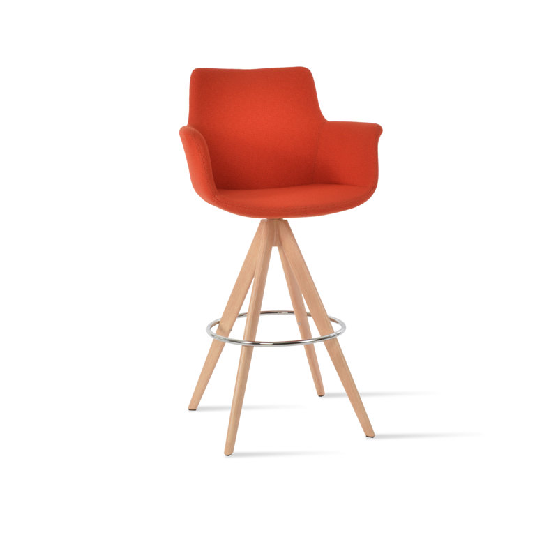 Tabouret tournant Bottega Pyramid, Naturel, Orange, Tabouret de bar (siège d'une hauteur de 29 po)