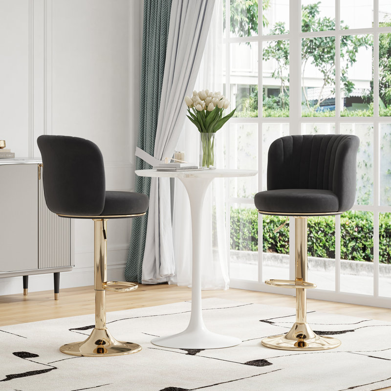 Upholstered Adjustable Height Counter Stool, Black