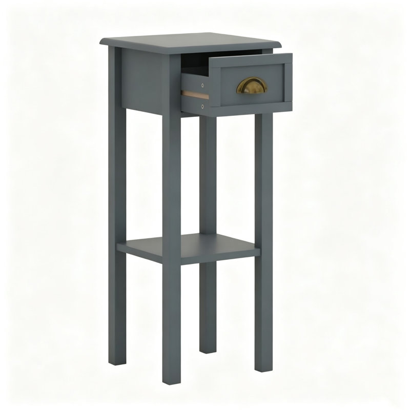 Ensemble de 2 tables de bout à 2 niveaux avec tiroir de rangement et tablette ouverte, table d'appoint multifonctionnelle pour la chambre à coucher et le salon