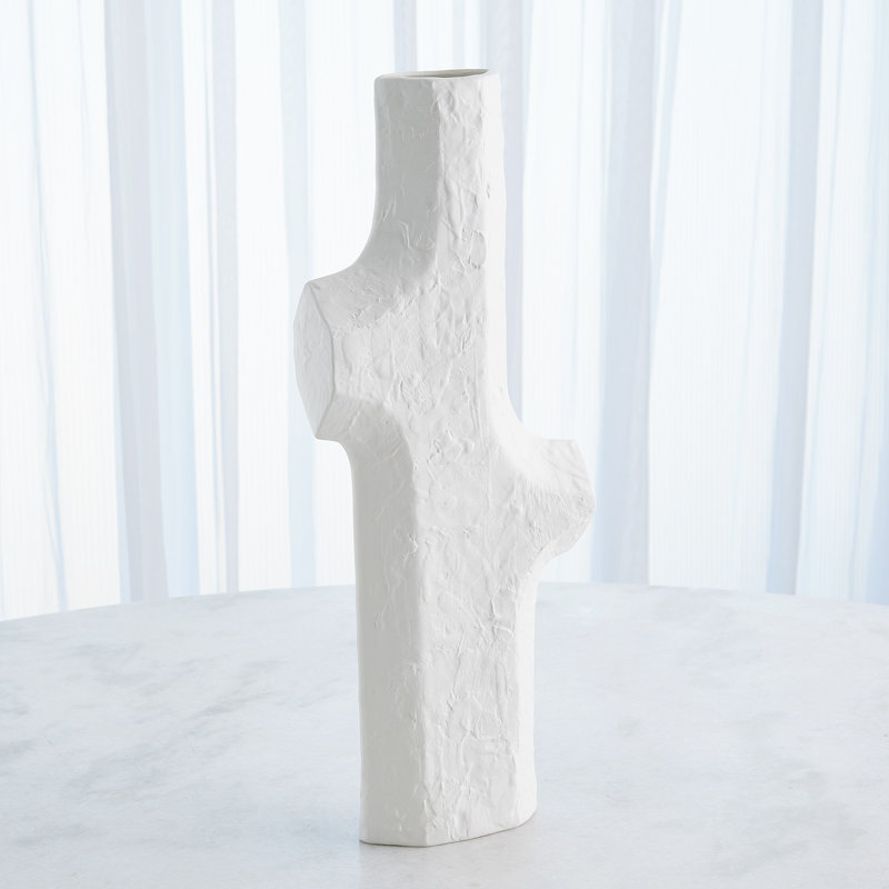Tiered Trunk Vase-Matte White-Lg, 21.5" H x 8.25" W x 3 D