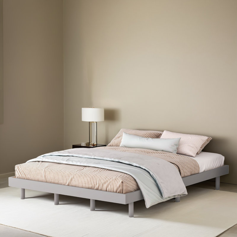 Floating Platform Bed Frame, Gray, Queen