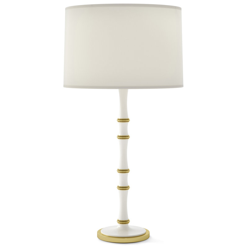 Lampe de table en métal Kane, Marguerite mat, Blanc, Laiton moderne