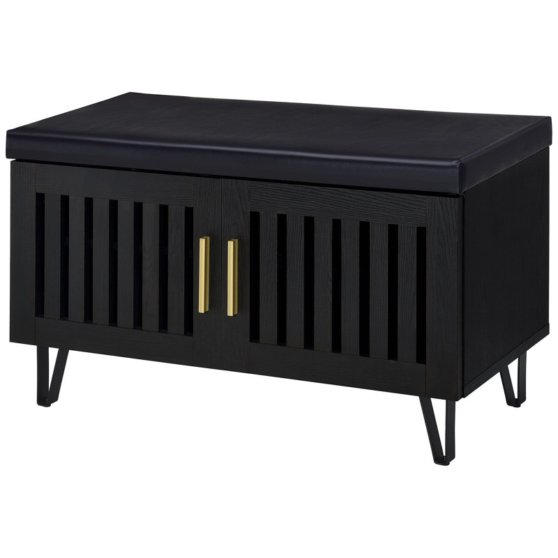 Banc de rangement 2 portes, Noir