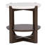 Table de bout ronde en pierre de quartz brun / blanc avec tablette ouverte et ports de charge USB 21,5 po Rafferty