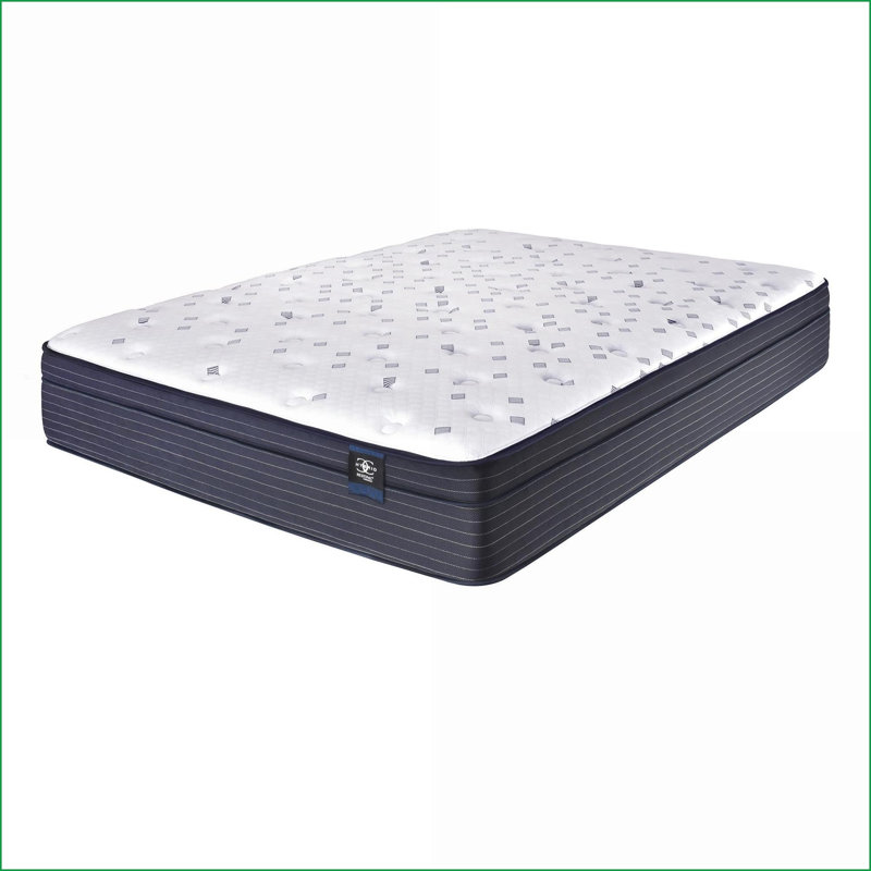 Mattresses: Restonic ComfortCare Hybrid Euro Top California King Mattress | Foam | Ivory+Sky Blue