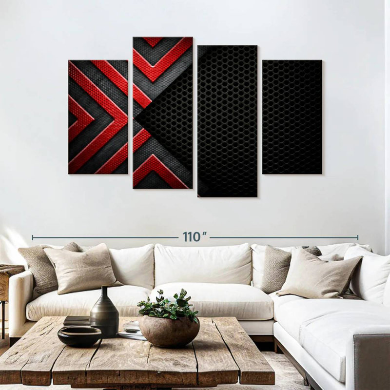 Avery Red Black Abstract, 54" H x 84" W