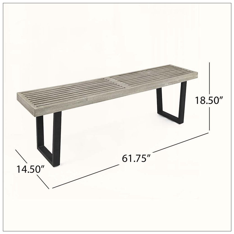 Banc de patio en bois d'acacia, Noir + gris
