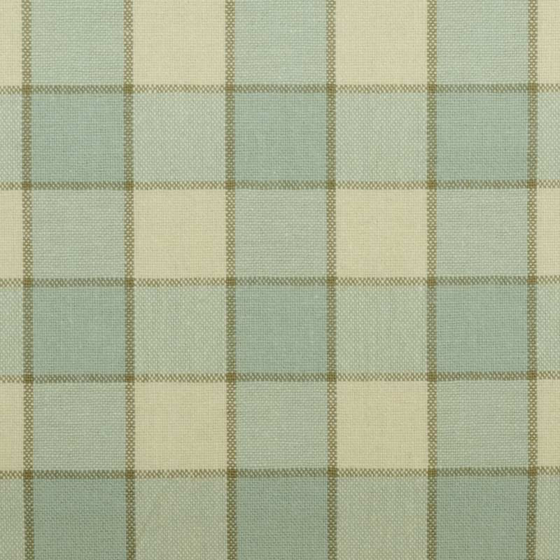 Ashley Plaids Fabric, Natural/Aqua