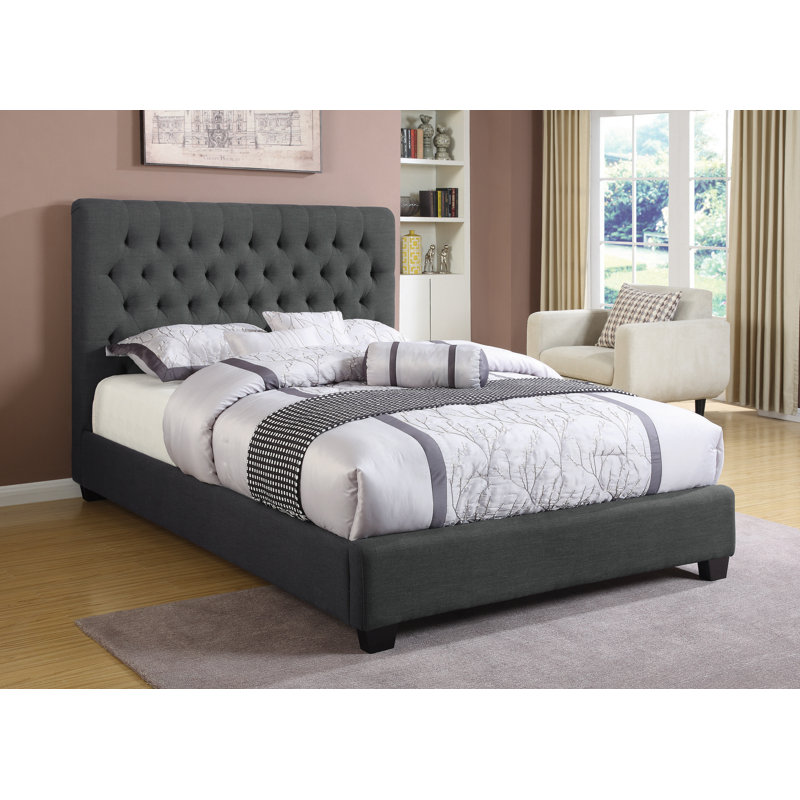 Upholstered Standard Bed, Charcoal, King