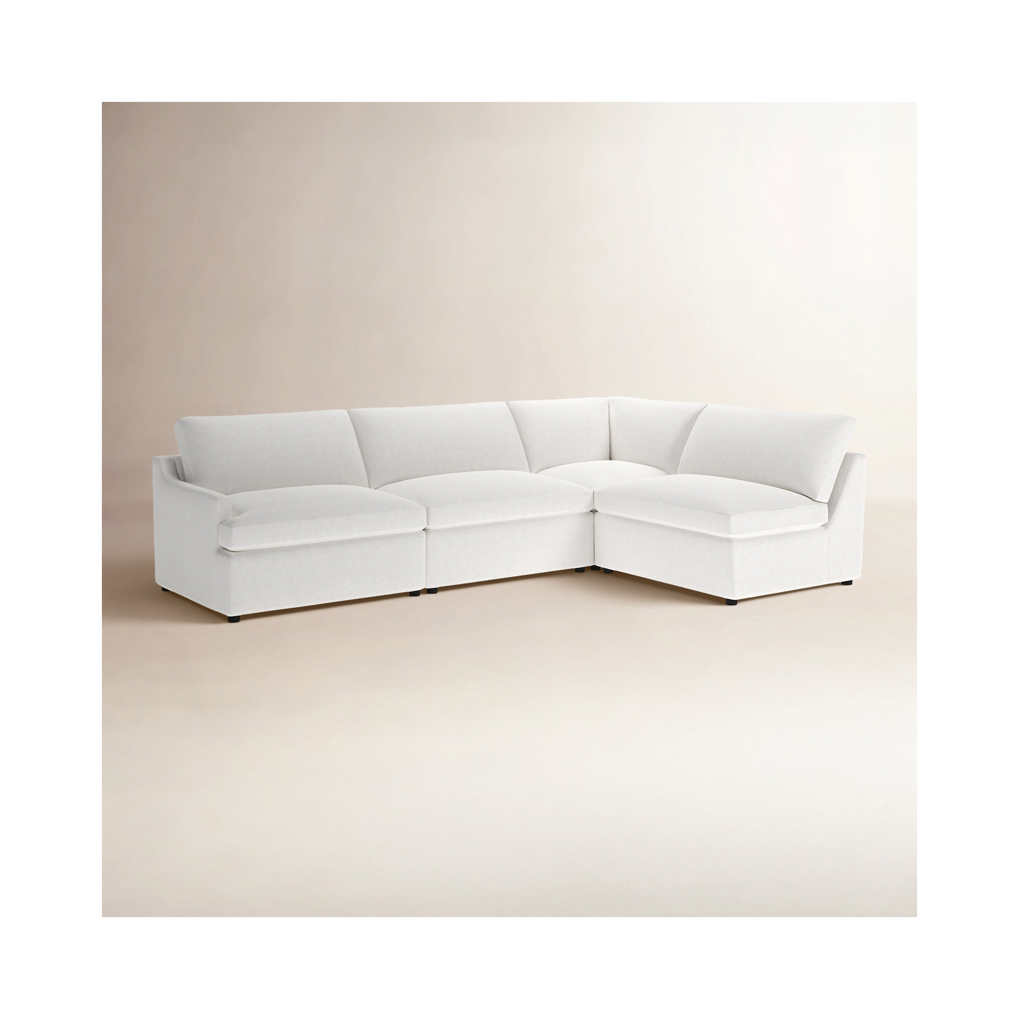 Essex 4-Piece Upholstered Modular Sectional, Right Hand Facing, Nomad Snow Crypton® Chenille