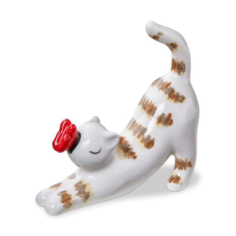 Stretching Cat Ring Holder Multi Earthenware Everyday
