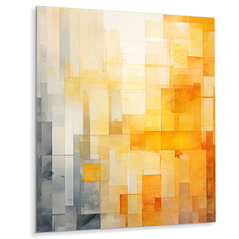 Panneau solaire jaune, collage de lumière du soleil III - Collages abstraits, art mural en métal, H 20 po x l 12 po x P 1 po
