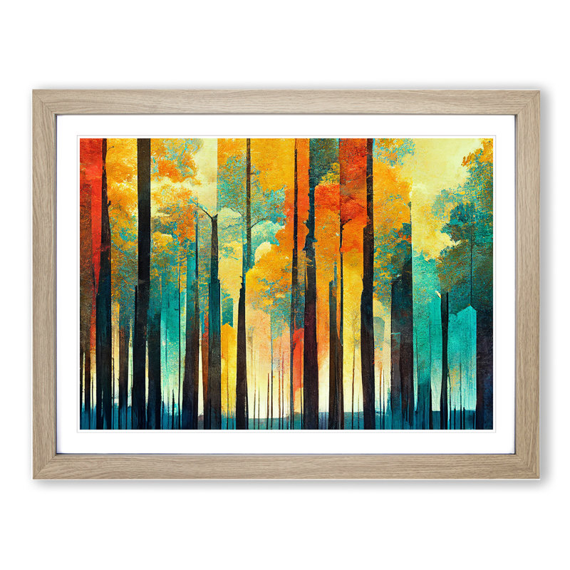 Captivating Abstract Forest Vol.6 - Framed Print, Oak, 46cm H x 64cm W x 2cm D