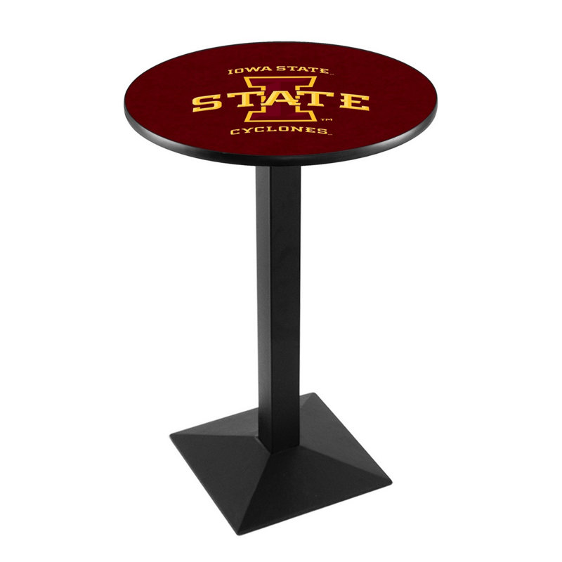 Round Metal Base Dining Table, Black Wrinkle, Iowa State University