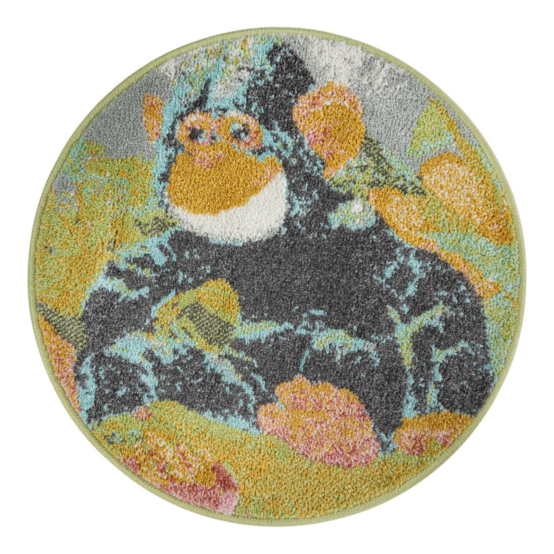 Unique Loom Gorilla Whimsy Kids Rug, Round 2'2"