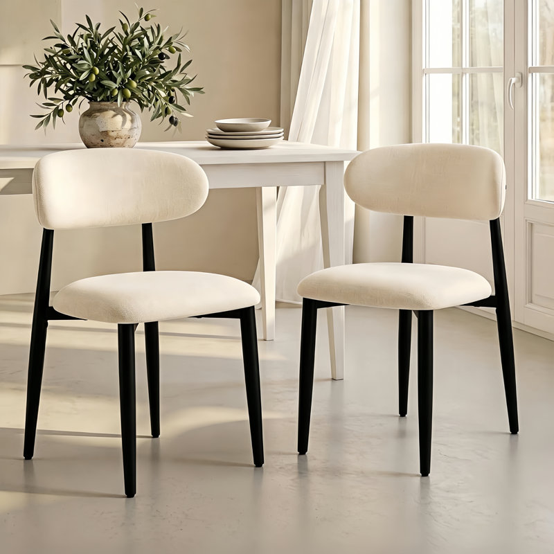32.8''H Upholstered Side Chairs ,  Modern Kitchen Chairs for Dining Room, Living Room(Seat of 2), Beige