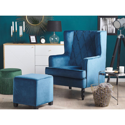 Richburg Upholstered Wingback Chair With Footstool