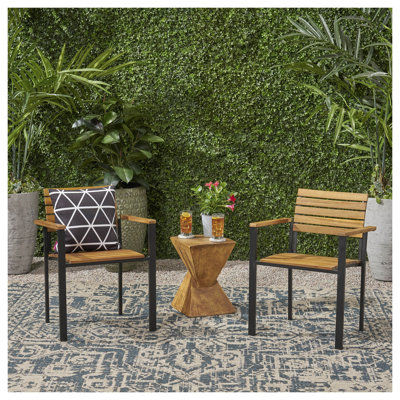 Chaise de patio en bois d'acacia avec structure en métal LARIS