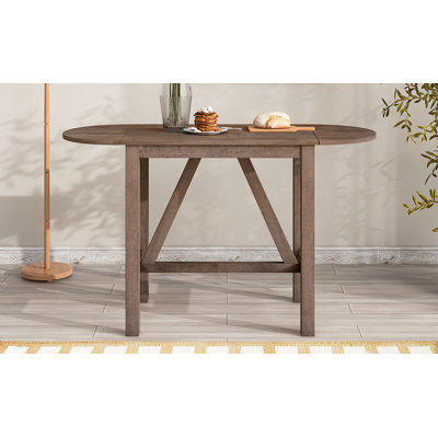 3-Piece Wood Counter Height Drop Leaf  Dining Table Set with 2 Upholstered Dining Chairs for Small Place