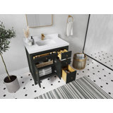 Sonoma 36 In. W X 22 In. D Centre Sink Bathroom Vanity In Blacktop With Cove Edge Quartz