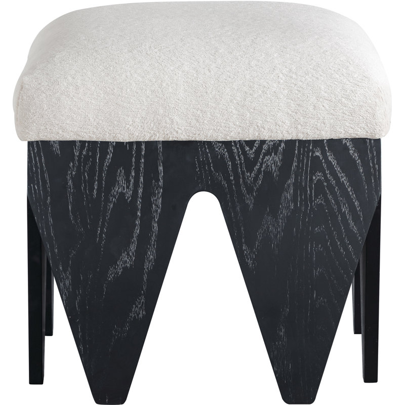 Banc en tissu Altair, Noir, Velours crème
