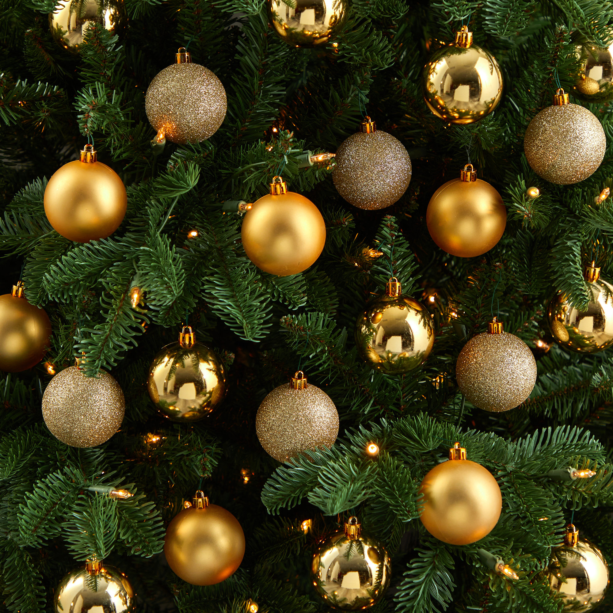 Holiday Christmas 30 Count 2.5in. Shatterproof Ornament Set, Gold