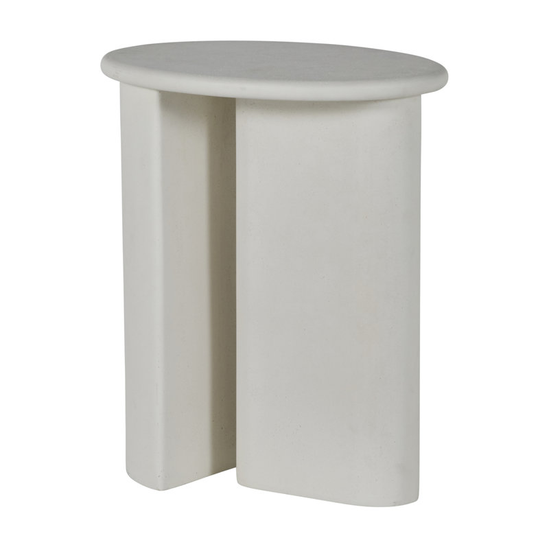 Elliptical White Cast Stone Oval Side Table